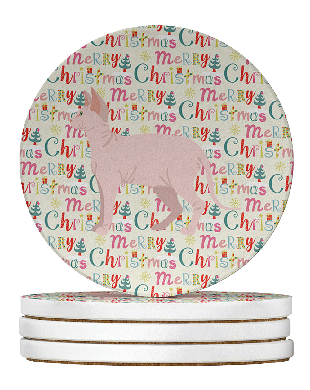 Sphynx Cat Christmas Large Sandstone Coasters Pack of 4