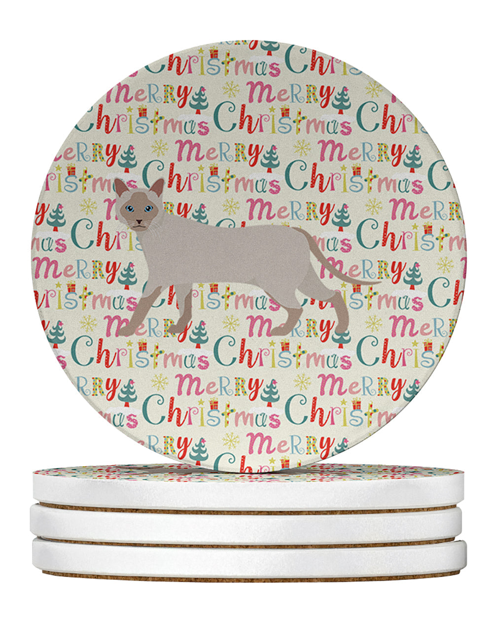 Thai Lilac Cat Christmas Large Sandstone Coasters Pack of 4