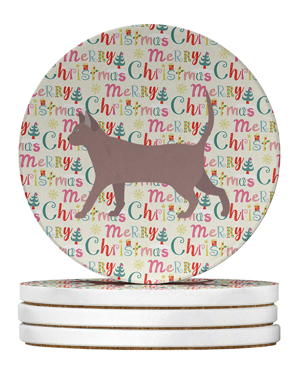 Thai Lilac #2 Cat Christmas Large Sandstone Coasters Pack of 4