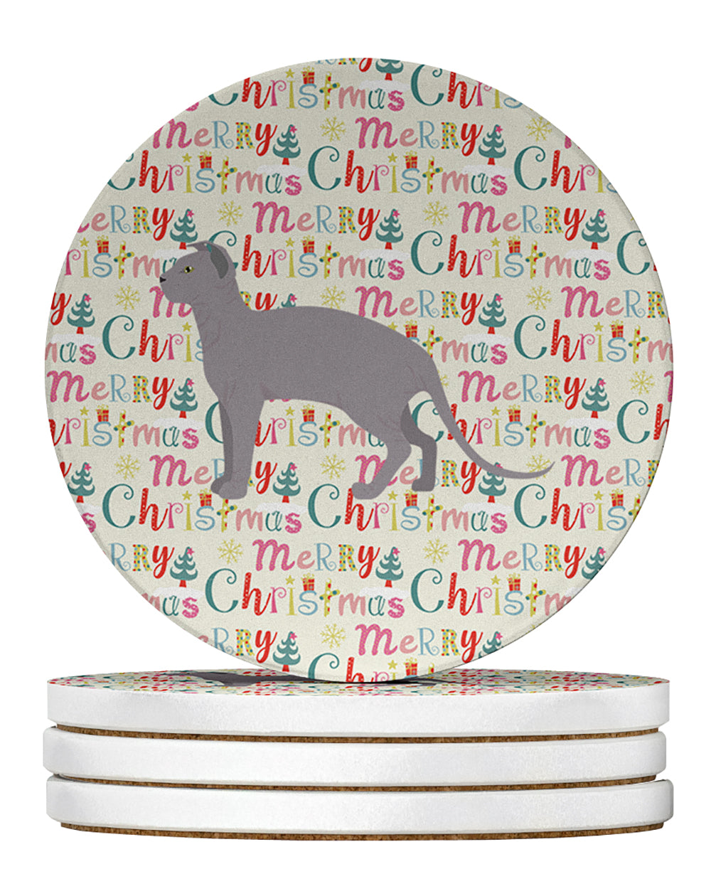Ukrainian Levkoy #2 Cat Christmas Large Sandstone Coasters Pack of 4