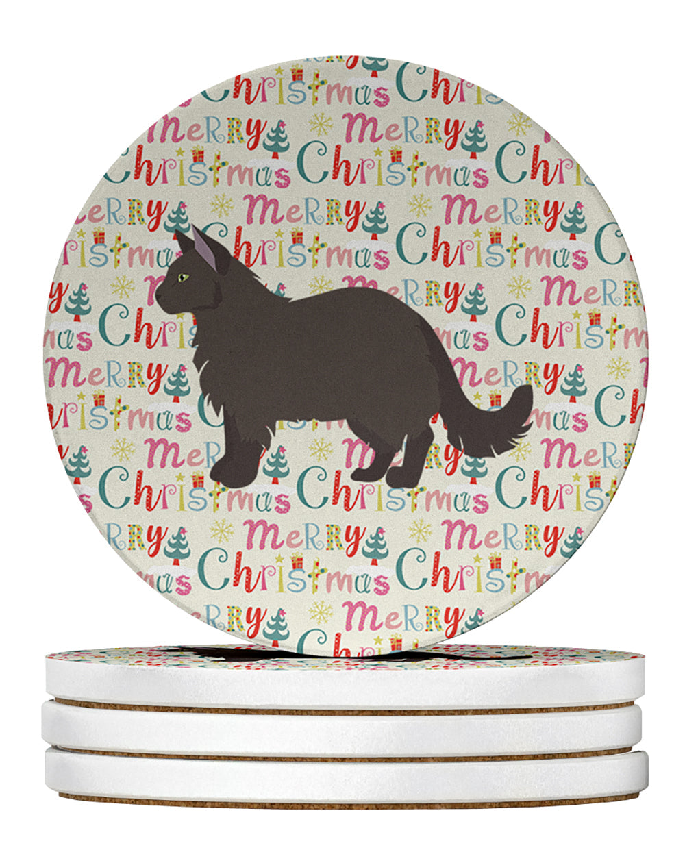 York Chocolate #2 Cat Christmas Large Sandstone Coasters Pack of 4