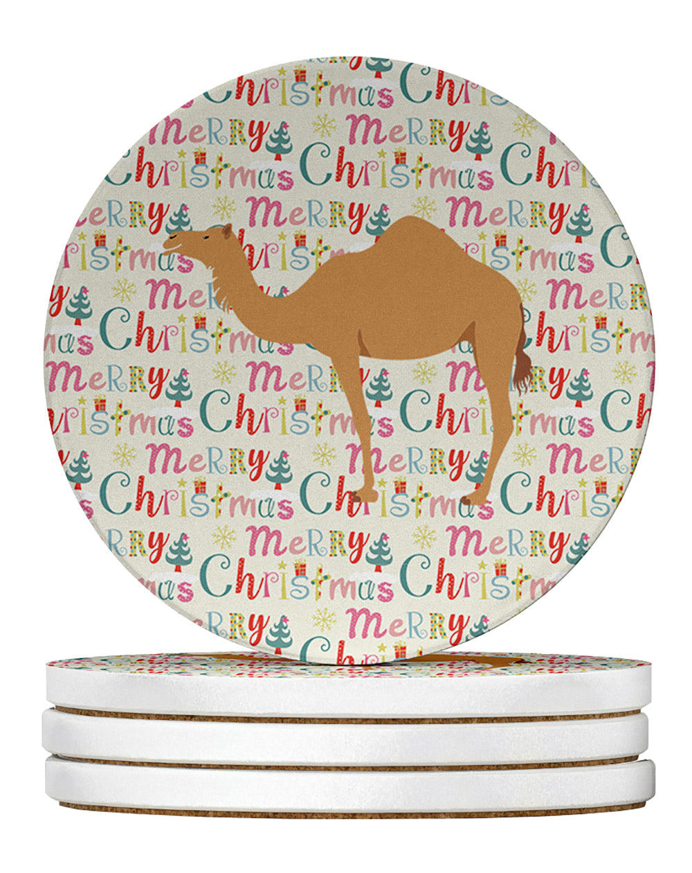 Arabian Camel Dromedary Christmas Large Sandstone Coasters Pack of 4