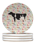 Holstein Cow Christmas Large Sandstone Coasters Pack of 4