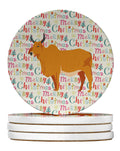 Zebu Indicine Cow Christmas Large Sandstone Coasters Pack of 4