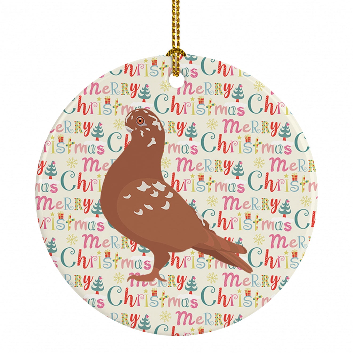 African Owl Pigeon Christmas Ceramic Ornament Christmas Tree Hanging Decorations for Home Christmas Holiday, Party, Gift, 3 in, Multicolor