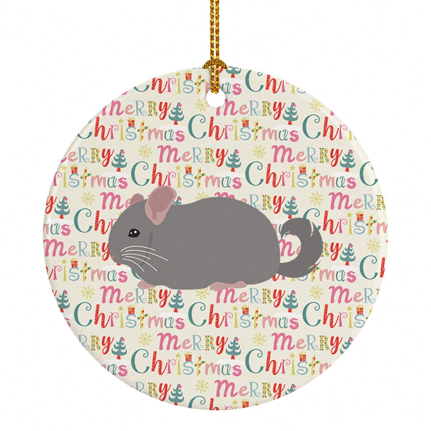 Agouti Chinchilla Christmas Ceramic Ornament Christmas Tree Hanging Decorations for Home Christmas Holiday, Party, Gift, 3 in, Multicolor