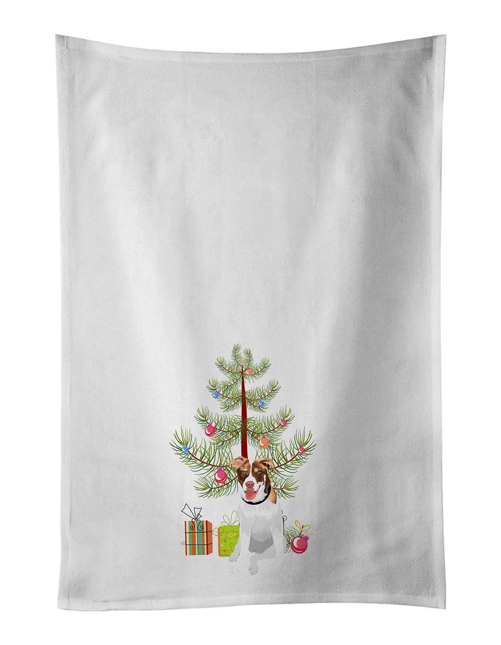 Australian Shepherd Red and White #2 Christmas Kitchen Towel Set of 2 White Dish Towels Decorative Bathroom Hand towel for Hand, Face, Hair, Yoga, Tea, Dishcloth, 19 X 28", White