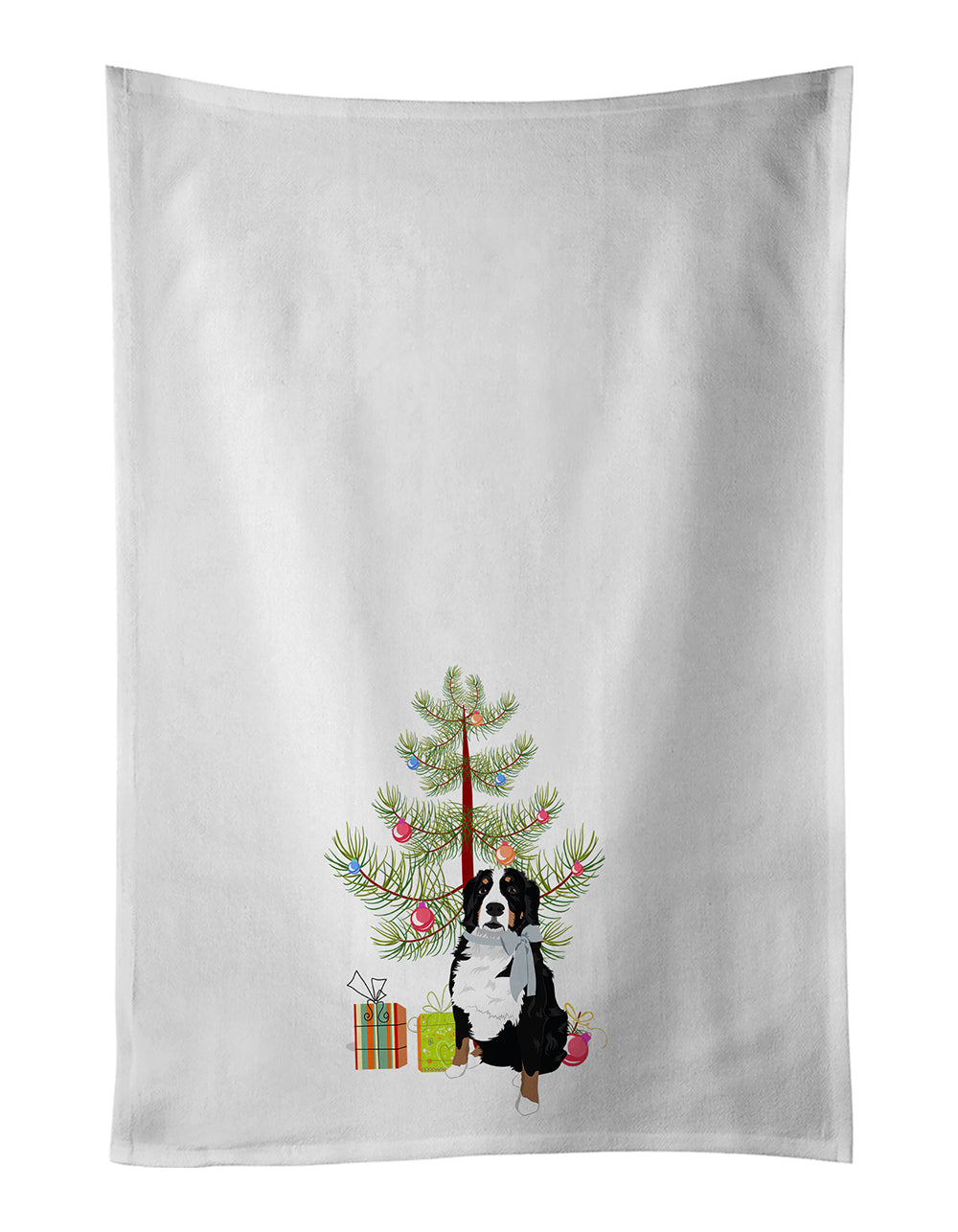 Bernese Mountain Dog #3 Christmas Kitchen Towel Set of 2 White Dish Towels Decorative Bathroom Hand towel for Hand, Face, Hair, Yoga, Tea, Dishcloth, 19 X 28", White