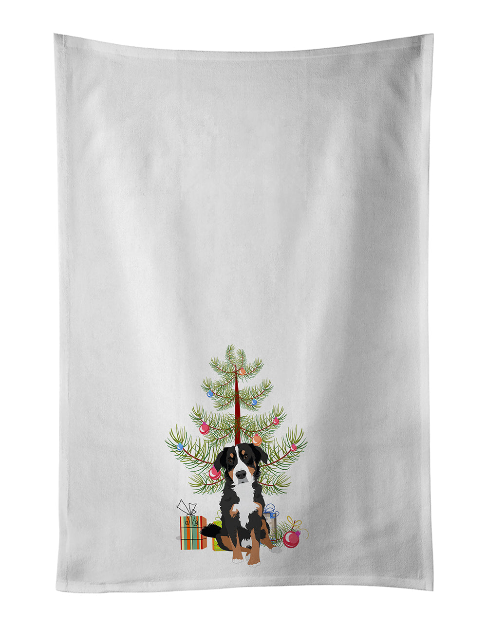 Bernese Mountain Dog Puppy #2 Christmas Kitchen Towel Set of 2 White Dish Towels Decorative Bathroom Hand towel for Hand, Face, Hair, Yoga, Tea, Dishcloth, 19 X 28", White