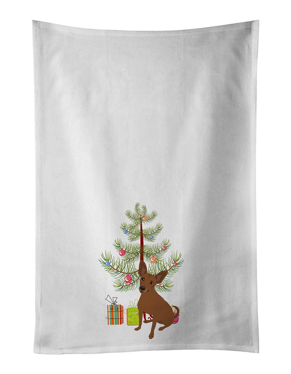 Chihuahua Chocolate #1 Christmas Kitchen Towel Set of 2 White Dish Towels Decorative Bathroom Hand towel for Hand, Face, Hair, Yoga, Tea, Dishcloth, 19 X 28", White