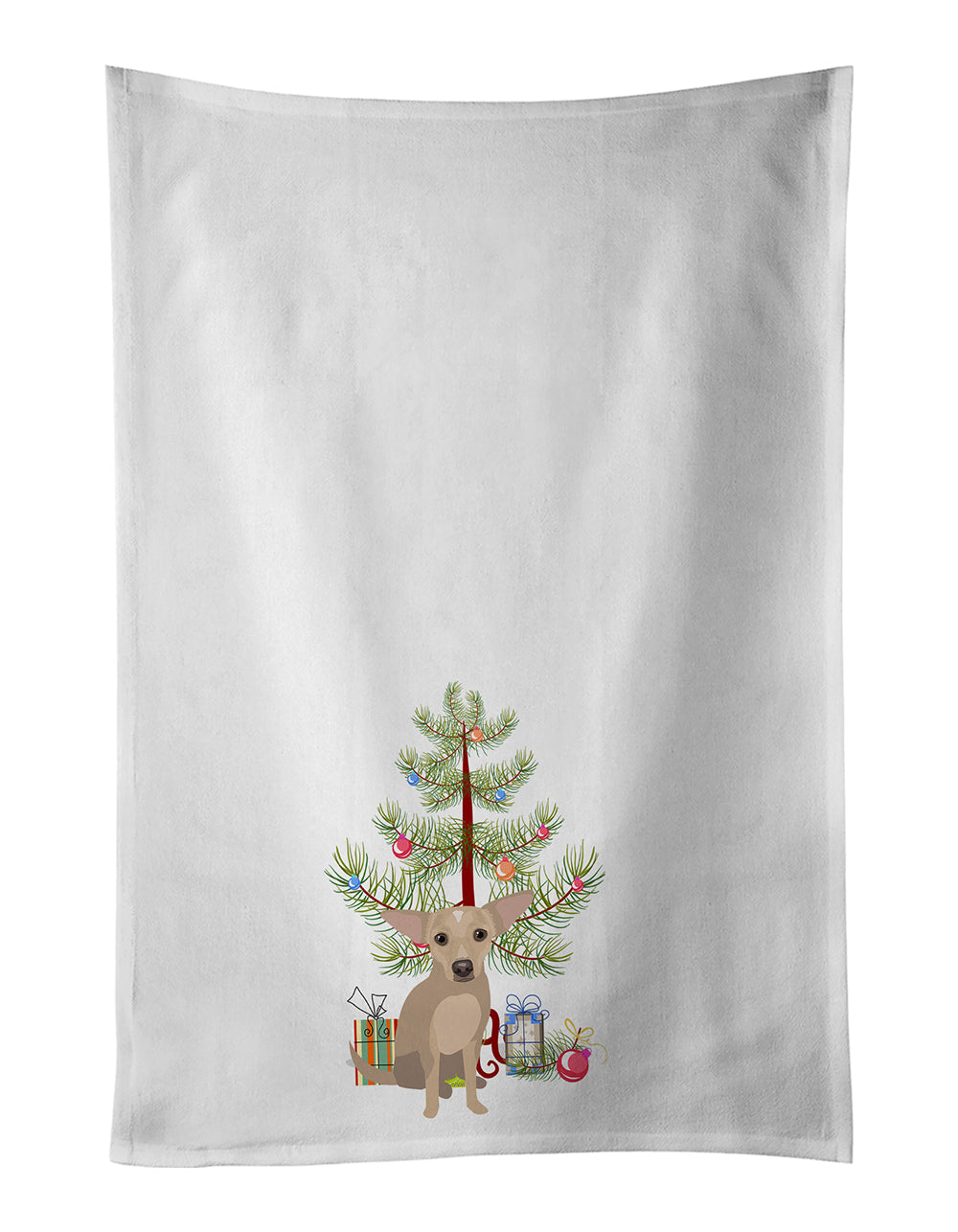 Chihuahua Silver Christmas Kitchen Towel Set of 2 White Dish Towels Decorative Bathroom Hand towel for Hand, Face, Hair, Yoga, Tea, Dishcloth, 19 X 28", White