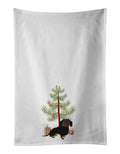 Dachshund Black and Tan #1 Christmas Kitchen Towel Set of 2 White Dish Towels Decorative Bathroom Hand towel for Hand, Face, Hair, Yoga, Tea, Dishcloth, 19 X 28", White