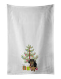 Dachshund Black and Tan #4 Christmas Kitchen Towel Set of 2 White Dish Towels Decorative Bathroom Hand towel for Hand, Face, Hair, Yoga, Tea, Dishcloth, 19 X 28", White