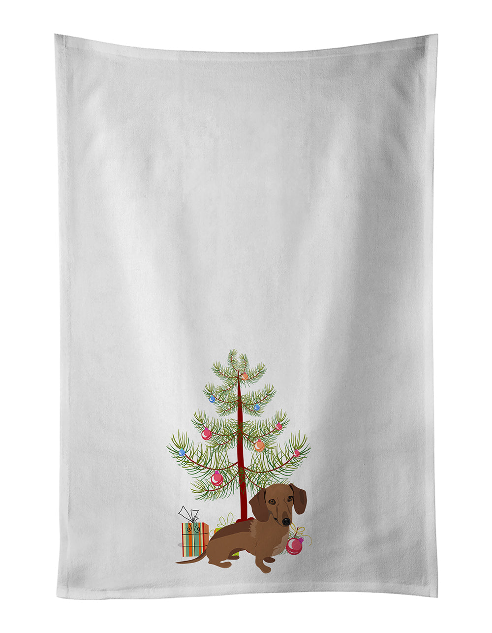 Dachshund Chocolate Christmas Kitchen Towel Set of 2 White Dish Towels Decorative Bathroom Hand towel for Hand, Face, Hair, Yoga, Tea, Dishcloth, 19 X 28", White