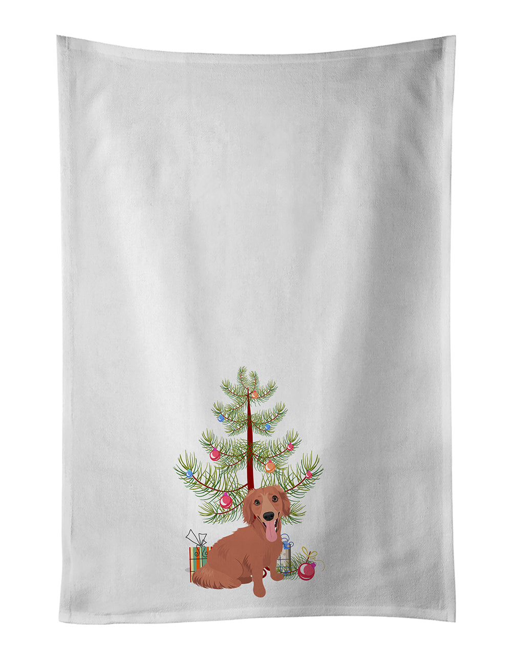 Dachshund Red #1 Christmas Kitchen Towel Set of 2 White Dish Towels Decorative Bathroom Hand towel for Hand, Face, Hair, Yoga, Tea, Dishcloth, 19 X 28", White