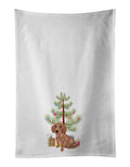 Dachshund Red #2 Christmas Kitchen Towel Set of 2 White Dish Towels Decorative Bathroom Hand towel for Hand, Face, Hair, Yoga, Tea, Dishcloth, 19 X 28", White
