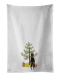 Doberman Pinscher Black and Rust Cropped Ears Christmas Kitchen Towel Set of 2 White Dish Towels Decorative Bathroom Hand towel for Hand, Face, Hair, Yoga, Tea, Dishcloth, 19 X 28", White
