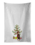 Doberman Pinscher Red and Rust Natural Ears #1 Christmas Kitchen Towel Set of 2 White Dish Towels Decorative Bathroom Hand towel for Hand, Face, Hair, Yoga, Tea, Dishcloth, 19 X 28", White