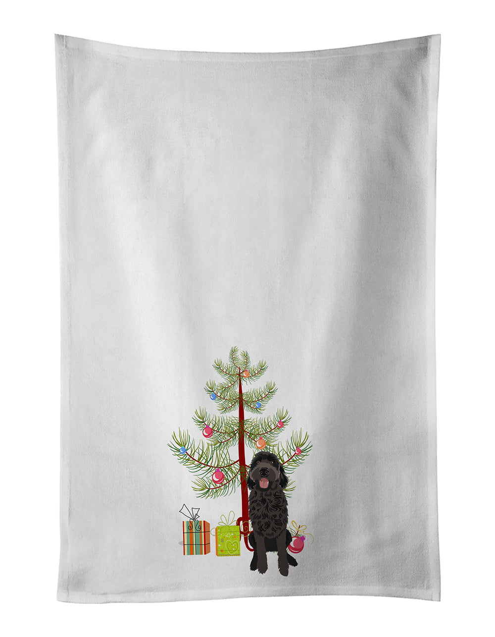 Doodle Black #1 Christmas Kitchen Towel Set of 2 White Dish Towels Decorative Bathroom Hand towel for Hand, Face, Hair, Yoga, Tea, Dishcloth, 19 X 28", White