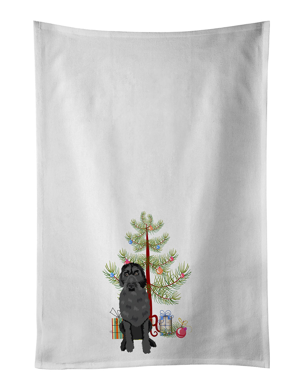 Doodle Black #3 Christmas Kitchen Towel Set of 2 White Dish Towels Decorative Bathroom Hand towel for Hand, Face, Hair, Yoga, Tea, Dishcloth, 19 X 28", White
