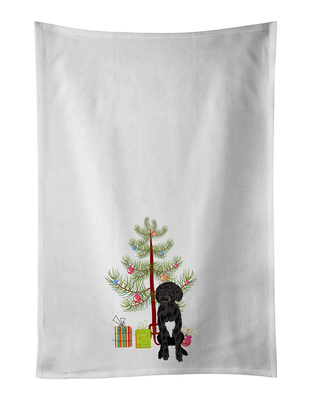 Doodle Black and White #2 Christmas Kitchen Towel Set of 2 White Dish Towels Decorative Bathroom Hand towel for Hand, Face, Hair, Yoga, Tea, Dishcloth, 19 X 28", White