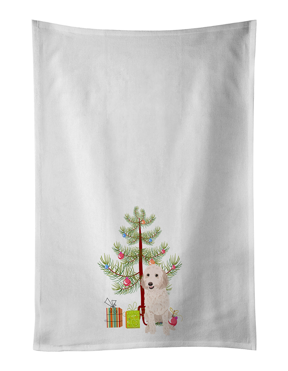 Doodle Cream #1 Christmas Kitchen Towel Set of 2 White Dish Towels Decorative Bathroom Hand towel for Hand, Face, Hair, Yoga, Tea, Dishcloth, 19 X 28", White