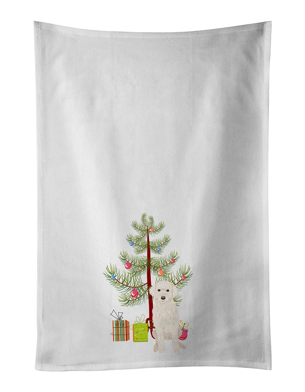 Doodle Cream #2 Christmas Kitchen Towel Set of 2 White Dish Towels Decorative Bathroom Hand towel for Hand, Face, Hair, Yoga, Tea, Dishcloth, 19 X 28", White