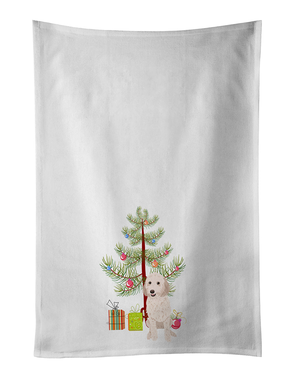 Doodle Cream #3 Christmas Kitchen Towel Set of 2 White Dish Towels Decorative Bathroom Hand towel for Hand, Face, Hair, Yoga, Tea, Dishcloth, 19 X 28", White