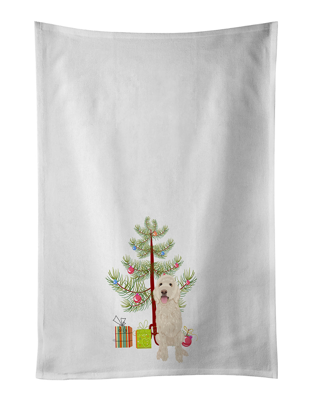 Doodle Cream #5 Christmas Kitchen Towel Set of 2 White Dish Towels Decorative Bathroom Hand towel for Hand, Face, Hair, Yoga, Tea, Dishcloth, 19 X 28", White