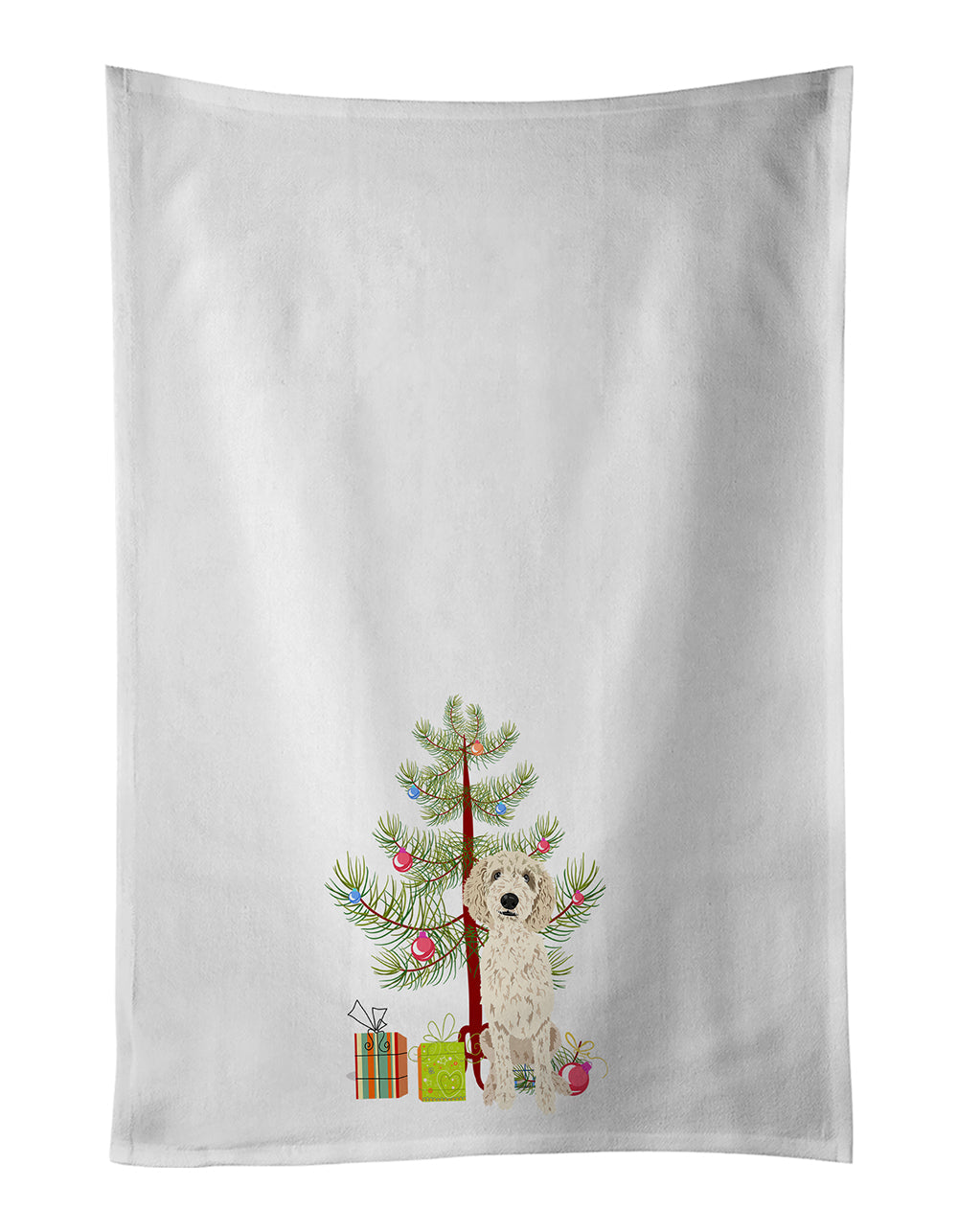 Doodle Cream #7 Christmas Kitchen Towel Set of 2 White Dish Towels Decorative Bathroom Hand towel for Hand, Face, Hair, Yoga, Tea, Dishcloth, 19 X 28", White