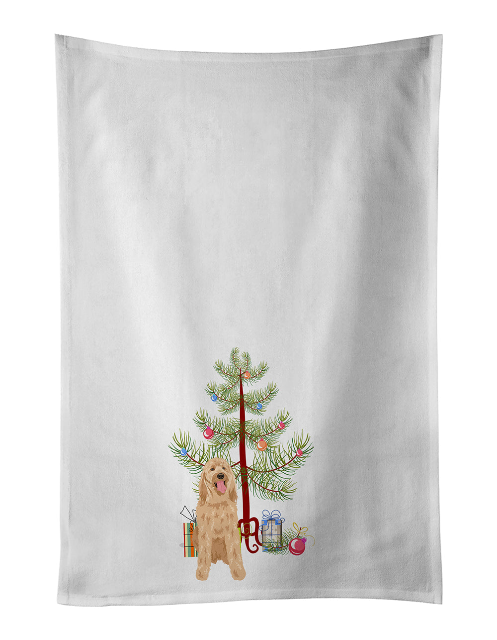 Doodle Fawn #3 Christmas Kitchen Towel Set of 2 White Dish Towels Decorative Bathroom Hand towel for Hand, Face, Hair, Yoga, Tea, Dishcloth, 19 X 28", White