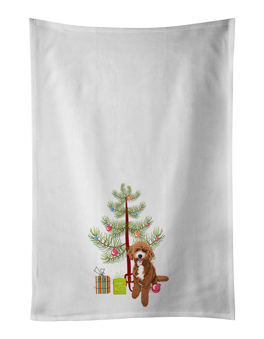 Doodle Red and White Christmas Kitchen Towel Set of 2 White Dish Towels Decorative Bathroom Hand towel for Hand, Face, Hair, Yoga, Tea, Dishcloth, 19 X 28", White