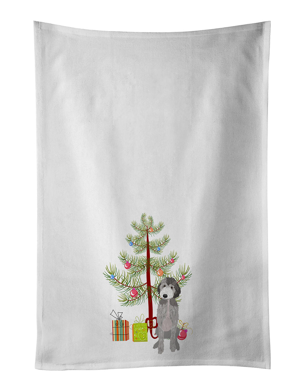 Doodle Silver #1 Christmas Kitchen Towel Set of 2 White Dish Towels Decorative Bathroom Hand towel for Hand, Face, Hair, Yoga, Tea, Dishcloth, 19 X 28", White