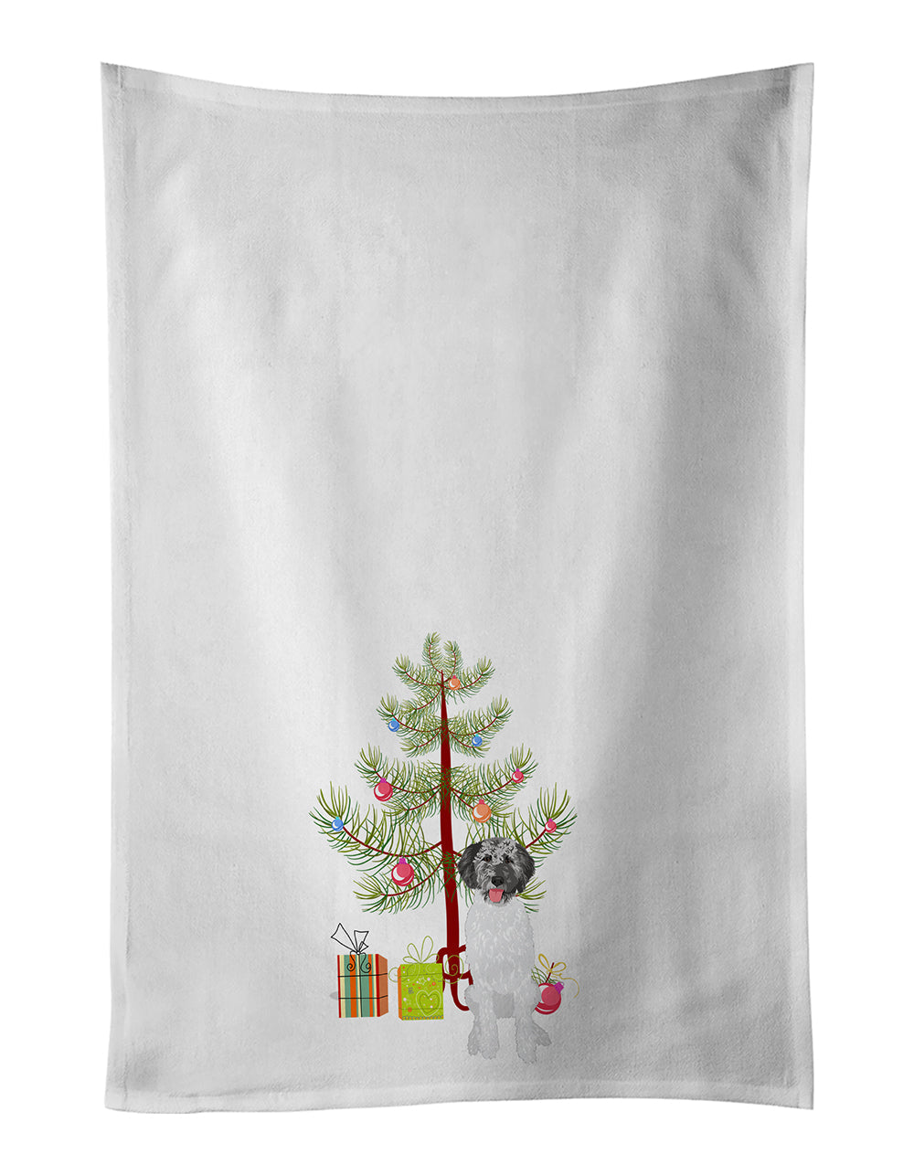 Doodle Silver #3 Christmas Kitchen Towel Set of 2 White Dish Towels Decorative Bathroom Hand towel for Hand, Face, Hair, Yoga, Tea, Dishcloth, 19 X 28", White