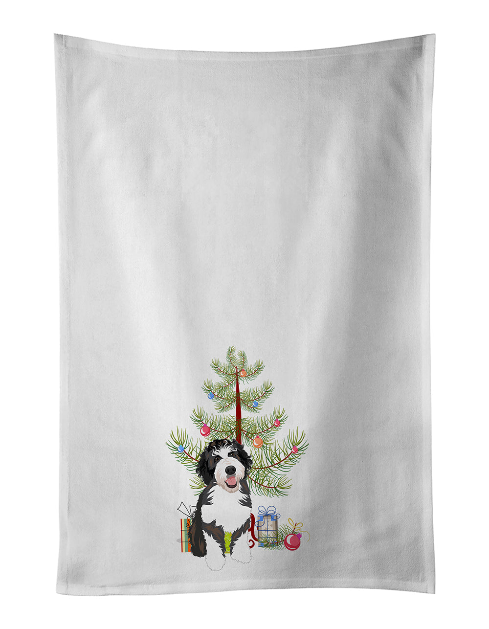 Doodle Silver and White #1 Christmas Kitchen Towel Set of 2 White Dish Towels Decorative Bathroom Hand towel for Hand, Face, Hair, Yoga, Tea, Dishcloth, 19 X 28", White