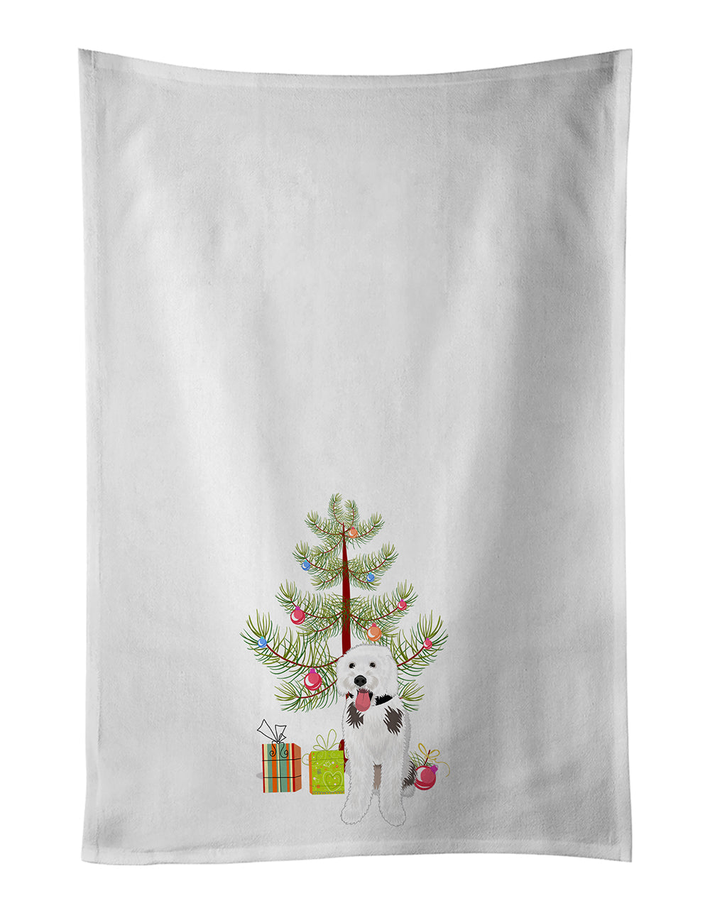 Doodle Silver and White #2 Christmas Kitchen Towel Set of 2 White Dish Towels Decorative Bathroom Hand towel for Hand, Face, Hair, Yoga, Tea, Dishcloth, 19 X 28", White
