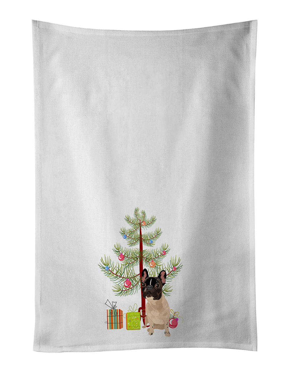 French Bulldog Fawn #3 Christmas Kitchen Towel Set of 2 White Dish Towels Decorative Bathroom Hand towel for Hand, Face, Hair, Yoga, Tea, Dishcloth, 19 X 28", White