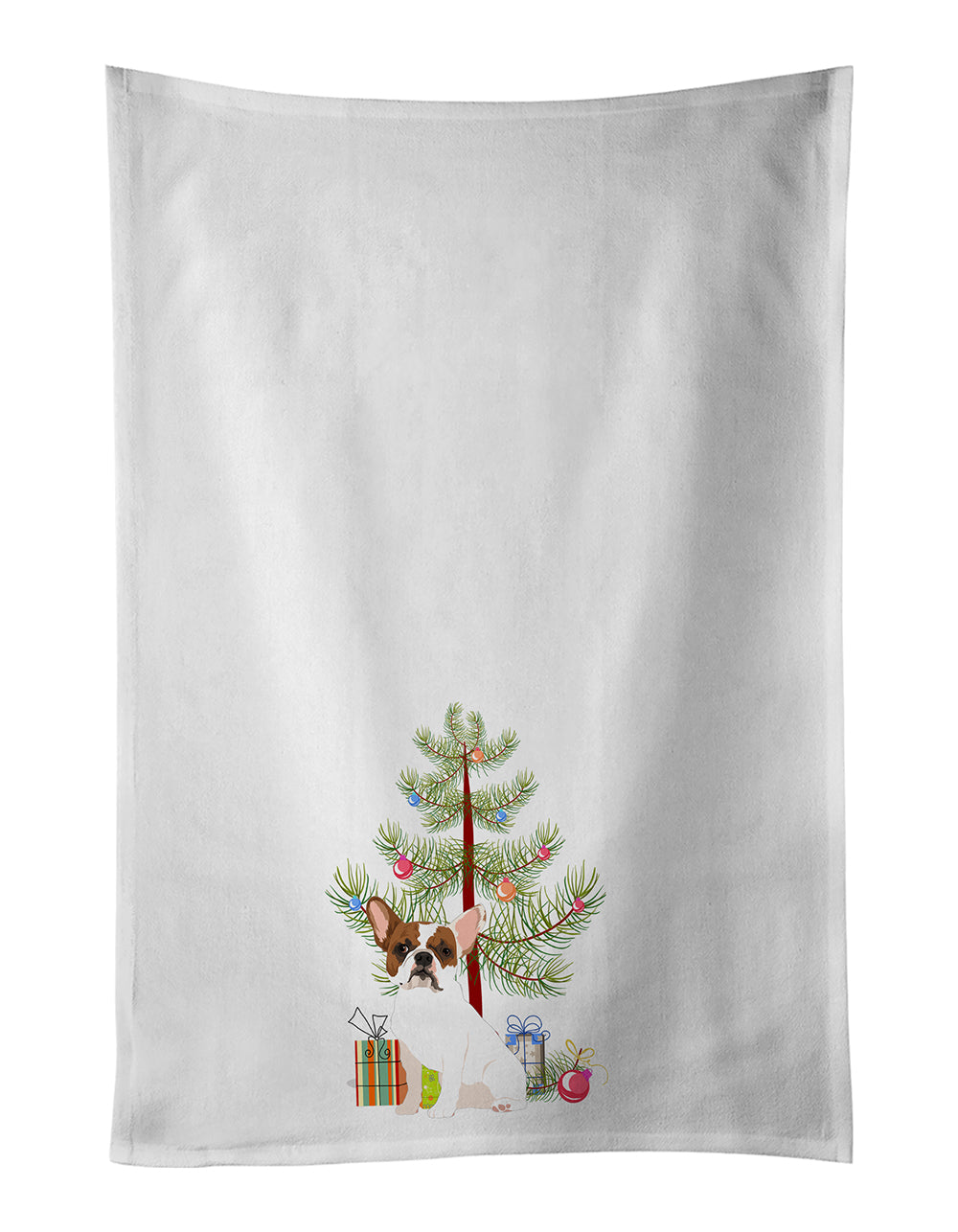 French Bulldog White #2 Christmas Kitchen Towel Set of 2 White Dish Towels Decorative Bathroom Hand towel for Hand, Face, Hair, Yoga, Tea, Dishcloth, 19 X 28", White