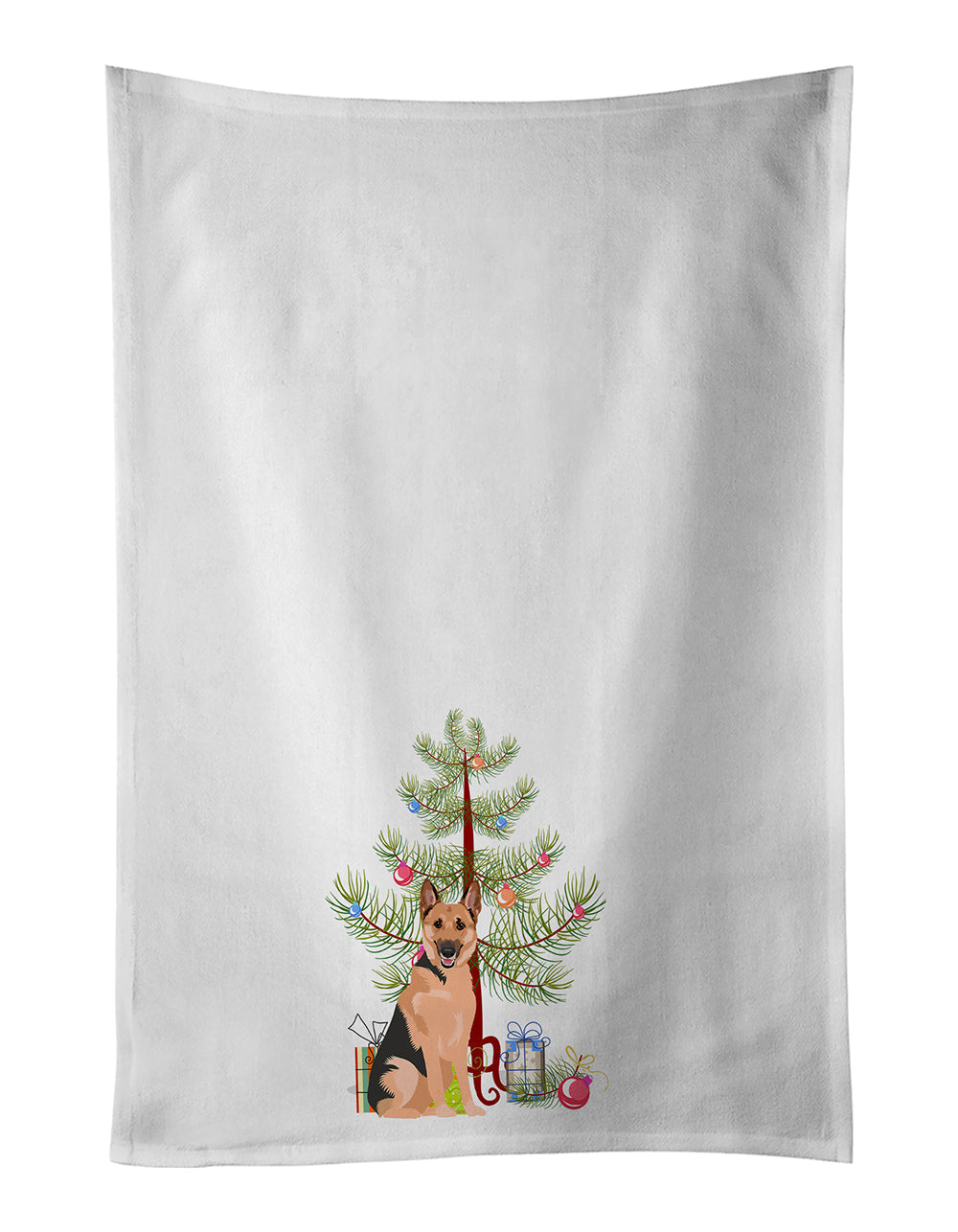 German Shepherd Black and Tan #1 Christmas Kitchen Towel Set of 2 White Dish Towels Decorative Bathroom Hand towel for Hand, Face, Hair, Yoga, Tea, Dishcloth, 19 X 28", White