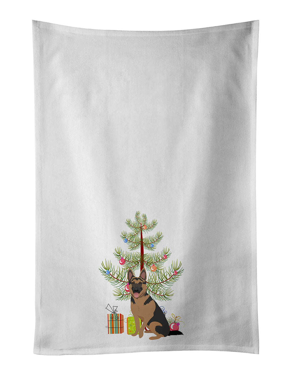 German Shepherd Red and Black Christmas Kitchen Towel Set of 2 White Dish Towels Decorative Bathroom Hand towel for Hand, Face, Hair, Yoga, Tea, Dishcloth, 19 X 28", White
