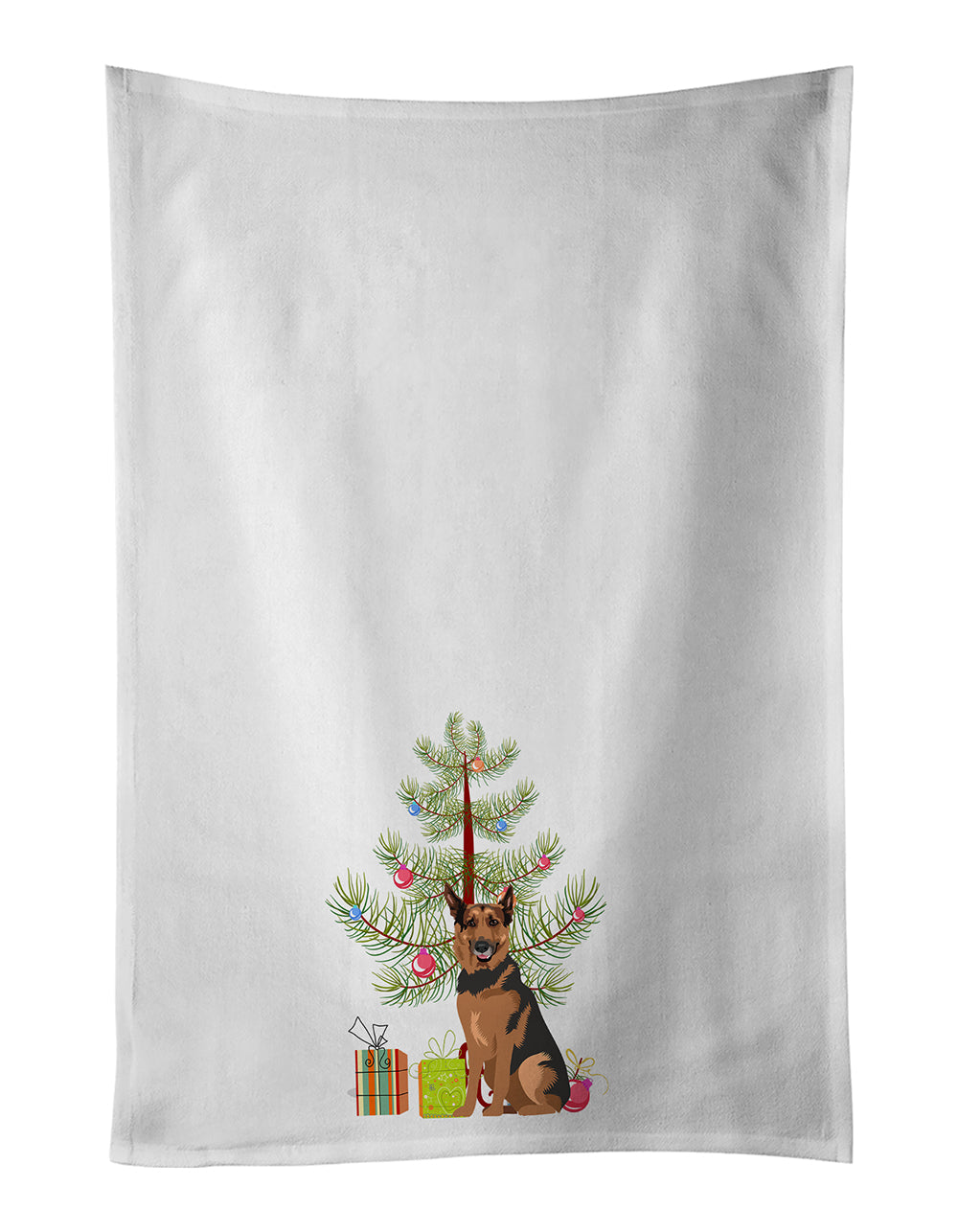 German Shepherd Red Sable Christmas Kitchen Towel Set of 2 White Dish Towels Decorative Bathroom Hand towel for Hand, Face, Hair, Yoga, Tea, Dishcloth, 19 X 28", White