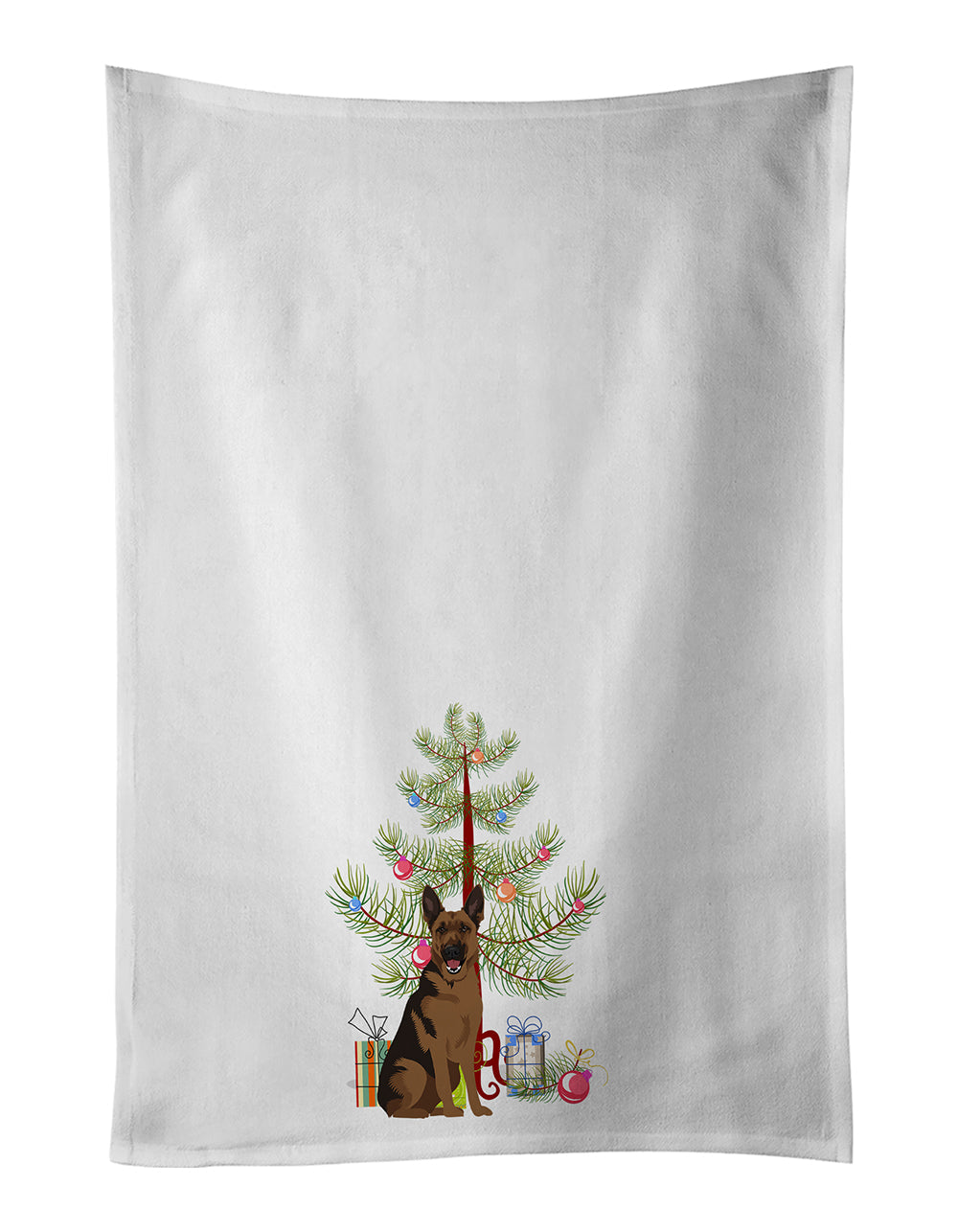 German Shepherd Black and Tan #2 Christmas Kitchen Towel Set of 2 White Dish Towels Decorative Bathroom Hand towel for Hand, Face, Hair, Yoga, Tea, Dishcloth, 19 X 28", White