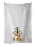 Golden Retriever Gold #2 Christmas Kitchen Towel Set of 2 White Dish Towels Decorative Bathroom Hand towel for Hand, Face, Hair, Yoga, Tea, Dishcloth, 19 X 28", White