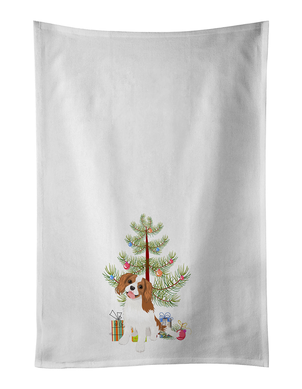 Cavalier King Charles Spaniel Blenheim #2 Christmas Kitchen Towel Set of 2 White Dish Towels Decorative Bathroom Hand towel for Hand, Face, Hair, Yoga, Tea, Dishcloth, 19 X 28", White