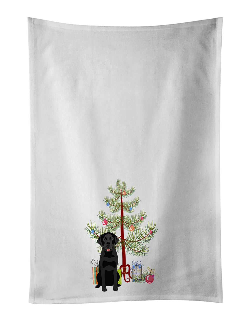 Labrador Retriever Black #3 Christmas Kitchen Towel Set of 2 White Dish Towels Decorative Bathroom Hand towel for Hand, Face, Hair, Yoga, Tea, Dishcloth, 19 X 28", White