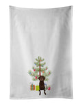 Labrador Retriever Chocolate #2 Christmas Kitchen Towel Set of 2 White Dish Towels Decorative Bathroom Hand towel for Hand, Face, Hair, Yoga, Tea, Dishcloth, 19 X 28", White