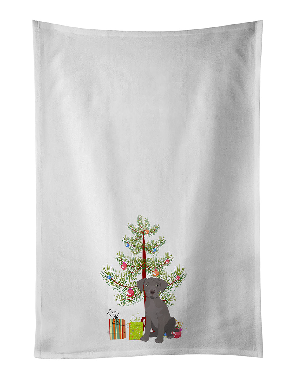 Labrador Retriever Gray Puppy Christmas Kitchen Towel Set of 2 White Dish Towels Decorative Bathroom Hand towel for Hand, Face, Hair, Yoga, Tea, Dishcloth, 19 X 28", White