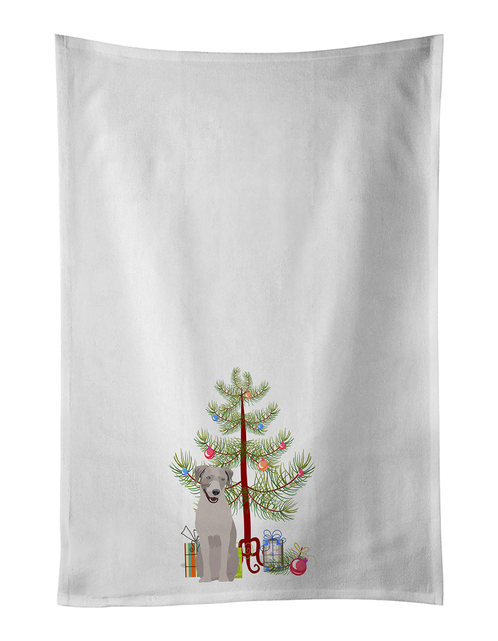 Labrador Retriever Gray Christmas Kitchen Towel Set of 2 White Dish Towels Decorative Bathroom Hand towel for Hand, Face, Hair, Yoga, Tea, Dishcloth, 19 X 28", White