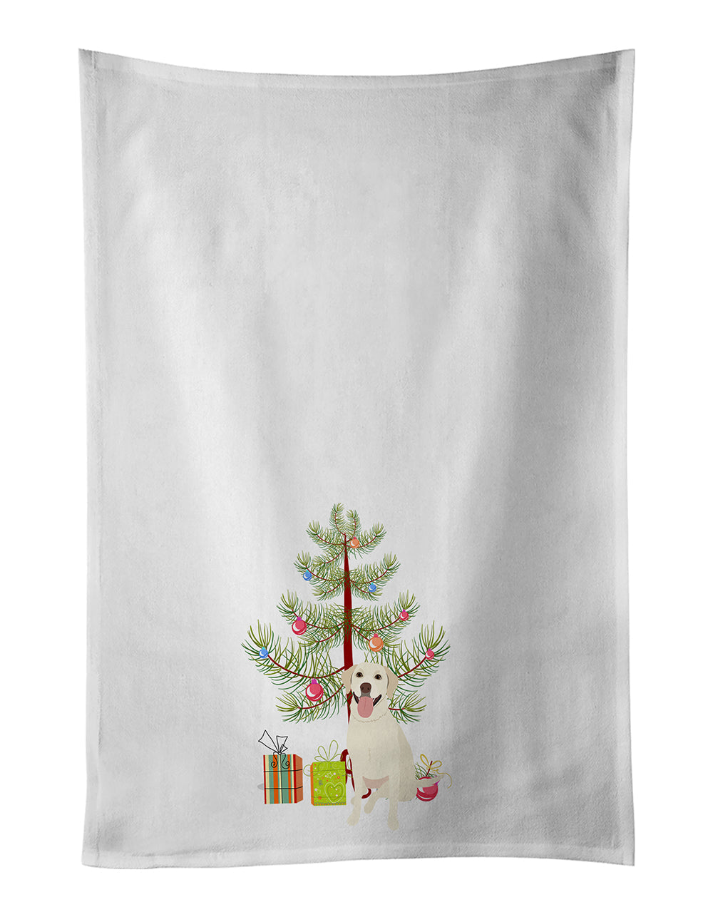 Labrador Retriever Yellow #1 Christmas Kitchen Towel Set of 2 White Dish Towels Decorative Bathroom Hand towel for Hand, Face, Hair, Yoga, Tea, Dishcloth, 19 X 28", White
