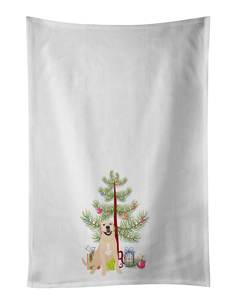 Labrador Retriever Yellow #2 Christmas Kitchen Towel Set of 2 White Dish Towels Decorative Bathroom Hand towel for Hand, Face, Hair, Yoga, Tea, Dishcloth, 19 X 28", White